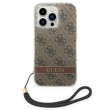Originalus dėklas Guess GUOHCP14LH4STW iPhone 14 Pro 6.1 Rudas / Rudas hardcase 4G Print Strap 1 Originalus dėklas Guess GUOHCP14LH4STW iPhone 14 Pro 6.1 Rudas / Rudas hardcase 4G Print Strap 1