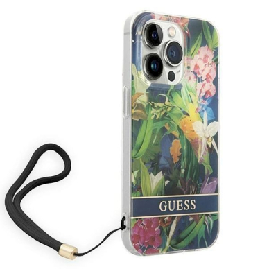 Originalus dėklas Guess GUOHCP14LHFLSB iPhone 14 Pro 6.1 Mėlynas / Mėlynas hardcase Flower Strap 2 Originalus dėklas Guess GUOHCP14LHFLSB iPhone 14 Pro 6.1 Mėlynas / Mėlynas hardcase Flower Strap 2