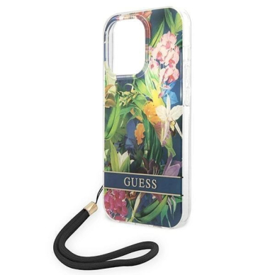 Originalus dėklas Guess GUOHCP14LHFLSB iPhone 14 Pro 6.1 Mėlynas / Mėlynas hardcase Flower Strap 4 Originalus dėklas Guess GUOHCP14LHFLSB iPhone 14 Pro 6.1 Mėlynas / Mėlynas hardcase Flower Strap 4