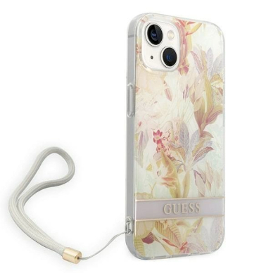 Originalus dėklas Guess GUOHCP14MHFLSU iPhone 14 Plus 6.7 Violetinis hardcase Flower Strap 2 Originalus dėklas Guess GUOHCP14MHFLSU iPhone 14 Plus 6.7 Violetinis hardcase Flower Strap 2