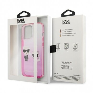 Originalus dėklas Karl Lagerfeld KLHCP13LTGKCP iPhone 13 Pro rožinis 6