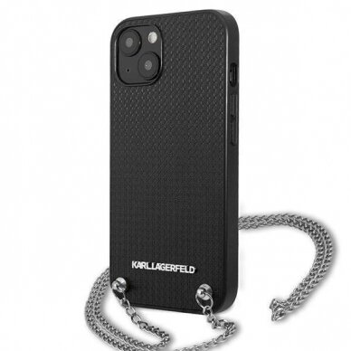 Originalus dėklas Karl Lagerfeld KLHCP13SPMK iPhone 13 mini 5,4 hardcase Juodas Leather Textured and Chain 1