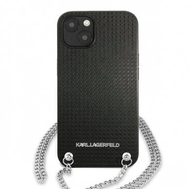 Originalus dėklas Karl Lagerfeld KLHCP13SPMK iPhone 13 mini 5,4 hardcase Juodas Leather Textured and Chain 2