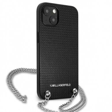 Originalus dėklas Karl Lagerfeld KLHCP13SPMK iPhone 13 mini 5,4 hardcase Juodas Leather Textured and Chain 3