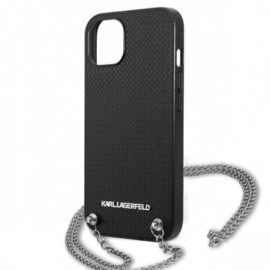 Originalus dėklas Karl Lagerfeld KLHCP13SPMK iPhone 13 mini 5,4 hardcase Juodas Leather Textured and Chain 5