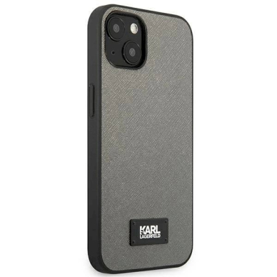 Originalus dėklas Karl Lagerfeld KLHCP13SSFMP2DG iPhone 13 mini 5,4 hardcase silver / silver Saffiano Plaque 3 Originalus dėklas Karl Lagerfeld KLHCP13SSFMP2DG iPhone 13 mini 5,4 hardcase silver / silver Saffiano Plaque 3