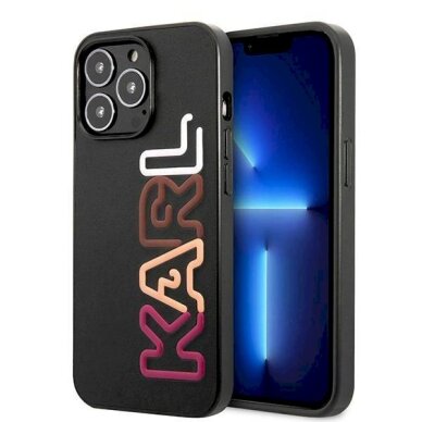 iPhone 13 Pro Max 6,7" Karl Lagerfeld KLHCP13XPCOBK originalus dėklas – juodas kietas „Multirožinis Brand“