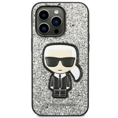 Originalus dėklas Karl Lagerfeld KLHCP14LGFKPG iPhone 14 Pro 6.1 hardcase Sidabrinis Glitter Flakes Ikonik 2 Originalus dėklas Karl Lagerfeld KLHCP14LGFKPG iPhone 14 Pro 6.1 hardcase Sidabrinis Glitter Flakes Ikonik 2