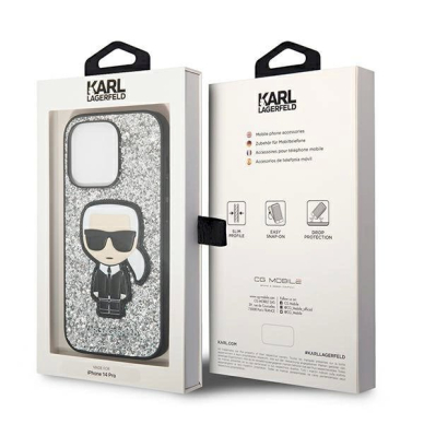 Originalus dėklas Karl Lagerfeld KLHCP14LGFKPG iPhone 14 Pro 6.1 hardcase Sidabrinis Glitter Flakes Ikonik 7 Originalus dėklas Karl Lagerfeld KLHCP14LGFKPG iPhone 14 Pro 6.1 hardcase Sidabrinis Glitter Flakes Ikonik 7