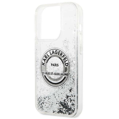Originalus dėklas Karl Lagerfeld KLHCP14LLCRSGRS iPhone 14 Pro 6.1 "silver / silver hardcase Liquid Glitter RSG 5 Originalus dėklas Karl Lagerfeld KLHCP14LLCRSGRS iPhone 14 Pro 6.1 "silver / silver hardcase Liquid Glitter RSG 5