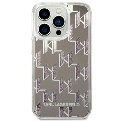 Originalus dėklas Karl Lagerfeld KLHCP14LLMNMS iPhone 14 Pro 6.1 hardcase silver / silver Liquid Glitter Monogram 2 Originalus dėklas Karl Lagerfeld KLHCP14LLMNMS iPhone 14 Pro 6.1 hardcase silver / silver Liquid Glitter Monogram 2