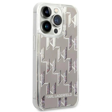 Originalus dėklas Karl Lagerfeld KLHCP14LLMNMS iPhone 14 Pro 6.1 hardcase silver / silver Liquid Glitter Monogram 3 Originalus dėklas Karl Lagerfeld KLHCP14LLMNMS iPhone 14 Pro 6.1 hardcase silver / silver Liquid Glitter Monogram 3