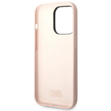 Originalus dėklas Karl Lagerfeld KLHCP14LSLKHLP iPhone 14 Pro 6.1 hardcase rožinis / rožinis Silikoninis Karl`s Head 6