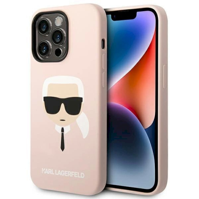 Originalus dėklas Karl Lagerfeld KLHCP14LSLKHLP iPhone 14 Pro 6.1 hardcase rožinis / rožinis Silikoninis Karl`s Head Originalus dėklas Karl Lagerfeld KLHCP14LSLKHLP iPhone 14 Pro 6.1 hardcase rožinis / rožinis Silikoninis Karl`s Head