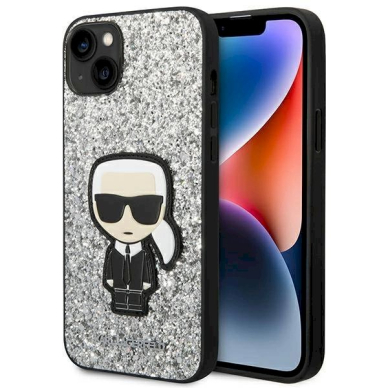 Originalus dėklas Karl Lagerfeld KLHCP14MGFKPG iPhone 14 Plus 6.7 hardcase Sidabrinis Glitter Flakes Ikonik Originalus dėklas Karl Lagerfeld KLHCP14MGFKPG iPhone 14 Plus 6.7 hardcase Sidabrinis Glitter Flakes Ikonik