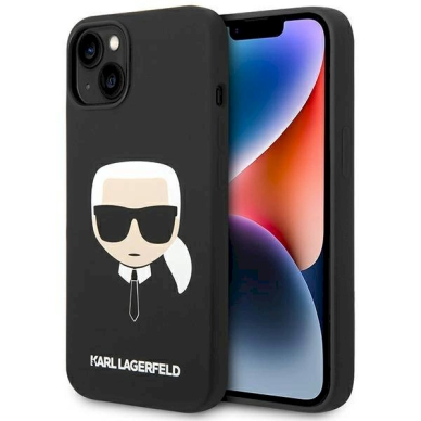 Originalus dėklas Karl Lagerfeld KLHCP14MSLKHBK iPhone 14 Plus 6.7 hardcase Juodas Silicone Karl`s Head Originalus dėklas Karl Lagerfeld KLHCP14MSLKHBK iPhone 14 Plus 6.7 hardcase Juodas Silicone Karl`s Head