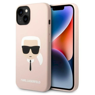 Originalus dėklas Karl Lagerfeld KLHCP14MSLKHLP iPhone 14 Plus 6.7 "hardcase rožinis / rožinis Silicone Karl's Head Originalus dėklas Karl Lagerfeld KLHCP14MSLKHLP iPhone 14 Plus 6.7 "hardcase rožinis / rožinis Silicone Karl's Head