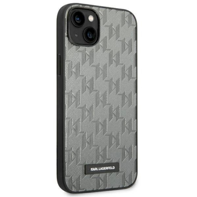 Originalus dėklas Karl Lagerfeld KLHCP14SSAKLHPG iPhone 14 6.1 hardcase pilkos spalvos / pilkos spalvos Saffiano Mono Metal Logo 3