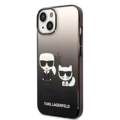 Originalus dėklas Karl Lagerfeld KLHCP14STGKCK iPhone 14 6,1 hardcase Juodas Gradient Ikonik Karl &amp  Choupette 1