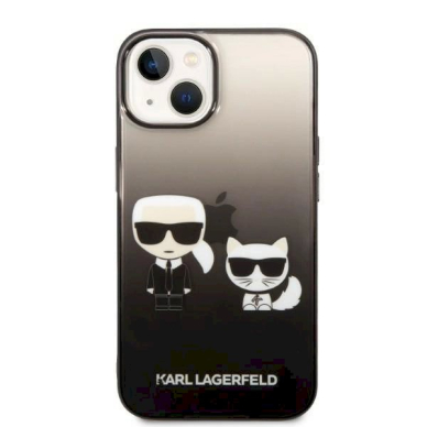 Originalus dėklas Karl Lagerfeld KLHCP14STGKCK iPhone 14 6,1 hardcase Juodas Gradient Ikonik Karl &amp  Choupette 2