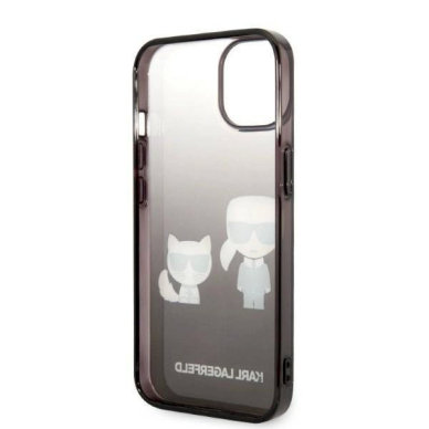 Originalus dėklas Karl Lagerfeld KLHCP14STGKCK iPhone 14 6,1 hardcase Juodas Gradient Ikonik Karl &amp  Choupette 6