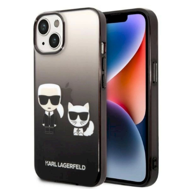 Originalus dėklas Karl Lagerfeld KLHCP14STGKCK iPhone 14 6,1 hardcase Juodas Gradient Ikonik Karl &amp  Choupette