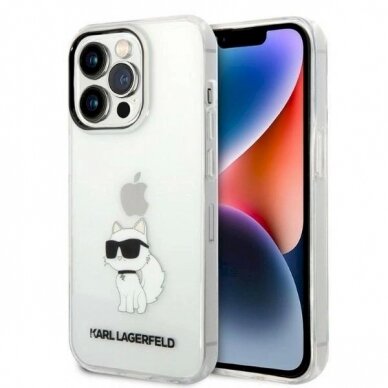 Originalus dėklas Karl Lagerfeld KLHCP14XHNCHTCT iPhone 14 Pro Max 6.7  Permatomas hardcase Ikonik Choupette Originalus dėklas Karl Lagerfeld KLHCP14XHNCHTCT iPhone 14 Pro Max 6.7  Permatomas hardcase Ikonik Choupette