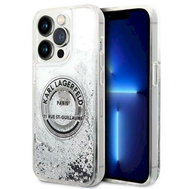 Originalus dėklas Karl Lagerfeld KLHCP14XLCRSGRS iPhone 14 Pro Max 6.7 " sidabrinis hardcase Liquid Glitter RSG Originalus dėklas Karl Lagerfeld KLHCP14XLCRSGRS iPhone 14 Pro Max 6.7 " sidabrinis hardcase Liquid Glitter RSG