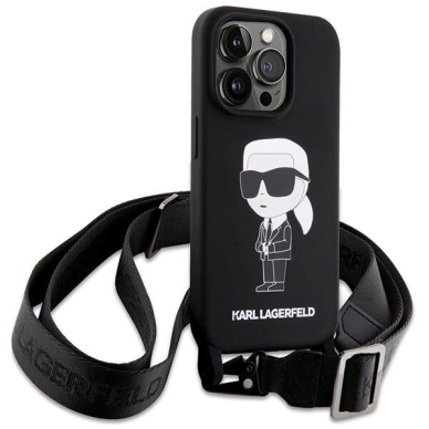 Originalus dėklas Karl Lagerfeld KLHCP15SSCBSKNK iPhone 15 6.1 hardcase Juodas Crossbody Silicone Ikonik 2 Originalus dėklas Karl Lagerfeld KLHCP15SSCBSKNK iPhone 15 6.1 hardcase Juodas Crossbody Silicone Ikonik 2
