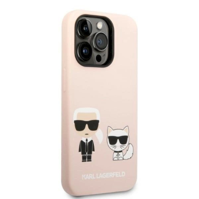 Originalus dėklas Karl Lagerfeld KLHMP14LSSKCI iPhone 14 Pro 6.1 hardcase light rožinis / light rožinis Silicone Karl &  Choupette Magsafe 3 Originalus dėklas Karl Lagerfeld KLHMP14LSSKCI iPhone 14 Pro 6.1 hardcase light rožinis / light rožinis Silicone Karl &  Choupette Magsafe 3