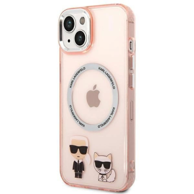 Originalus dėklas Karl Lagerfeld KLHMP14MHKCP iPhone 14 Plus 6.7 hardcase rožinis / rožinis Karl &  Choupette Aluminum Magsafe 1 Originalus dėklas Karl Lagerfeld KLHMP14MHKCP iPhone 14 Plus 6.7 hardcase rožinis / rožinis Karl &  Choupette Aluminum Magsafe 1