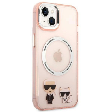 Originalus dėklas Karl Lagerfeld KLHMP14MHKCP iPhone 14 Plus 6.7 hardcase rožinis / rožinis Karl &  Choupette Aluminum Magsafe 3 Originalus dėklas Karl Lagerfeld KLHMP14MHKCP iPhone 14 Plus 6.7 hardcase rožinis / rožinis Karl &  Choupette Aluminum Magsafe 3