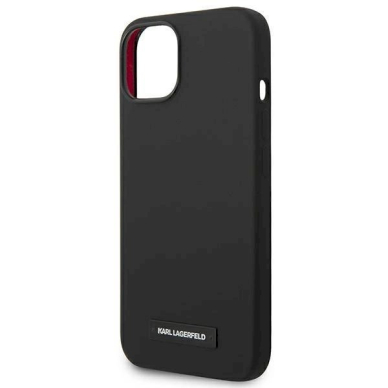 Originalus dėklas Karl Lagerfeld KLHMP14MSLMP1K iPhone 14 Plus 6.7 hardcase Juodas Silicone Plaque Magsafe 5