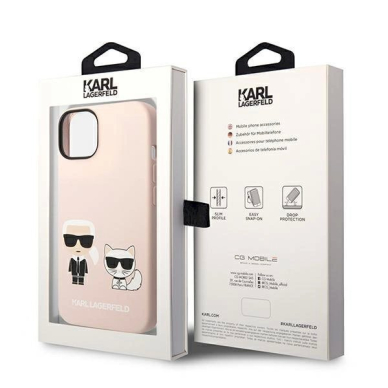 Originalus dėklas Karl Lagerfeld KLHMP14SSSKCI iPhone 14 6.1 hardcase Šviesiai rožinis / Šviesiai rožinis Silikoninis Karl &amp  Choupette Magsafe 7