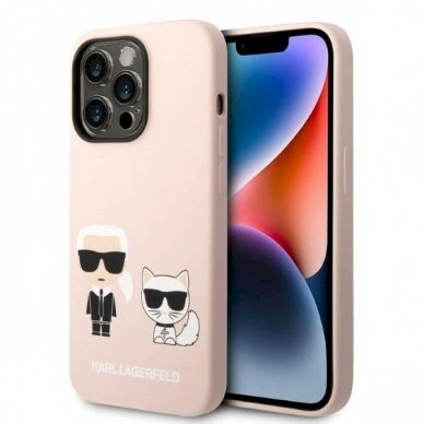 Originalus dėklas Karl Lagerfeld KLHMP14XSSKCI iPhone 14 Pro Max 6.7  hardcase light rožinis/light rožinis Silicone Karl &  Choupette Magsafe Originalus dėklas Karl Lagerfeld KLHMP14XSSKCI iPhone 14 Pro Max 6.7  hardcase light rožinis/light rožinis Silicone Karl &  Choupette Magsafe
