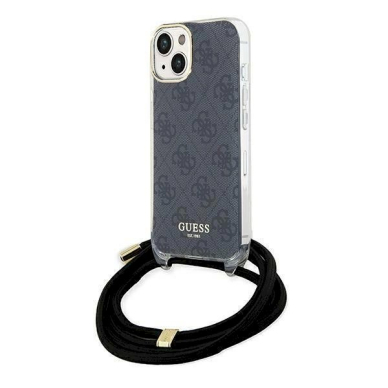 Originalus Guess dėklas Crossbody Cord 4G Print Case for iPhone 15/14/13 - Juodas Originalus Guess dėklas Crossbody Cord 4G Print Case for iPhone 15/14/13 - Juodas