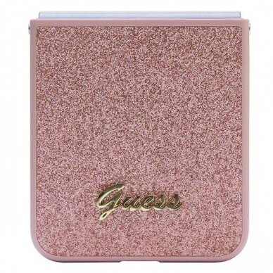 Originalus Guess dėklas Glitter Script case for Samsung Galaxy Z Flip 5 - Rožinis 4 Originalus Guess dėklas Glitter Script case for Samsung Galaxy Z Flip 5 - Rožinis 4