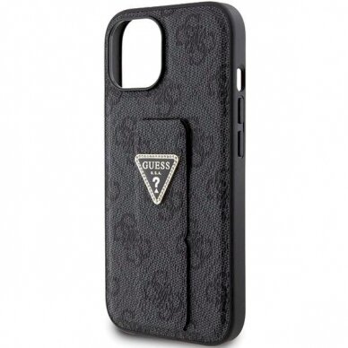 Originalus Guess dėklas Grip Stand 4G Triangle Strass case for iPhone 15 - Juodas 5 Originalus Guess dėklas Grip Stand 4G Triangle Strass case for iPhone 15 - Juodas 5
