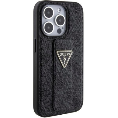 Originalus Guess dėklas Grip Stand 4G Triangle Strass case for iPhone 15 Pro Max - Juodas 4 Originalus Guess dėklas Grip Stand 4G Triangle Strass case for iPhone 15 Pro Max - Juodas 4