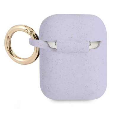 Originalus Guess dėklas GUA2SGGEU AirPods cover Violetinis/Violetinis Silikoninis Glitter 1