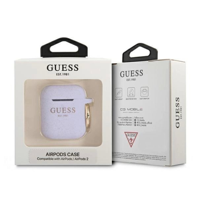 Originalus Guess dėklas GUA2SGGEU AirPods cover Violetinis/Violetinis Silikoninis Glitter 2