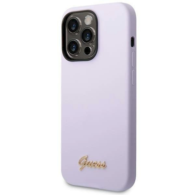 Originalus Guess dėklas GUHCP14LSLSMU iPhone 14 Pro 6.1&quot; Violetinis/Violetinis hard case Silicone Vintage Auksinis Logo 1