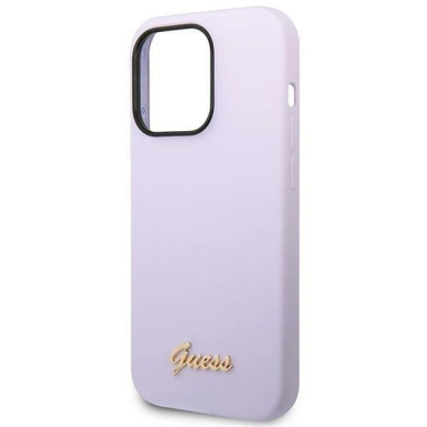 Originalus Guess dėklas GUHCP14LSLSMU iPhone 14 Pro 6.1&quot; Violetinis/Violetinis hard case Silicone Vintage Auksinis Logo 5