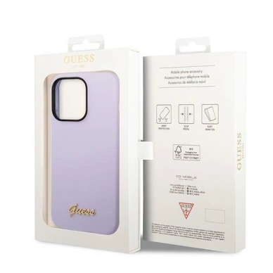 Originalus Guess dėklas GUHCP14LSLSMU iPhone 14 Pro 6.1&quot; Violetinis/Violetinis hard case Silicone Vintage Auksinis Logo 7