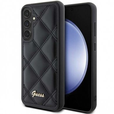 Originalus Guess dėklas GUHCS23FEPSQSQSK S23 FE S711 Juodas/Juodas hardcase Quilted Metal Logo Originalus Guess dėklas GUHCS23FEPSQSQSK S23 FE S711 Juodas/Juodas hardcase Quilted Metal Logo