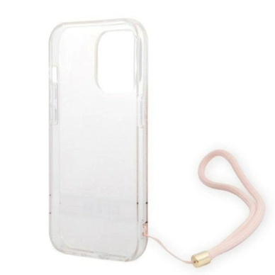Originalus Guess dėklas GUOHCP14LH4STP iPhone 14 Pro 6.1 &quot;Rožinis / Rožinis hardcase 4G Print Strap 5