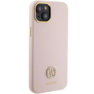 Originalus Guess dėklas Silicone Logo Strass 4G case for iPhone 15 - light Rožinis 1 Originalus Guess dėklas Silicone Logo Strass 4G case for iPhone 15 - light Rožinis 1