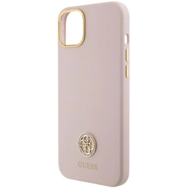 Originalus Guess dėklas Silicone Logo Strass 4G case for iPhone 15 - light Rožinis 2 Originalus Guess dėklas Silicone Logo Strass 4G case for iPhone 15 - light Rožinis 2