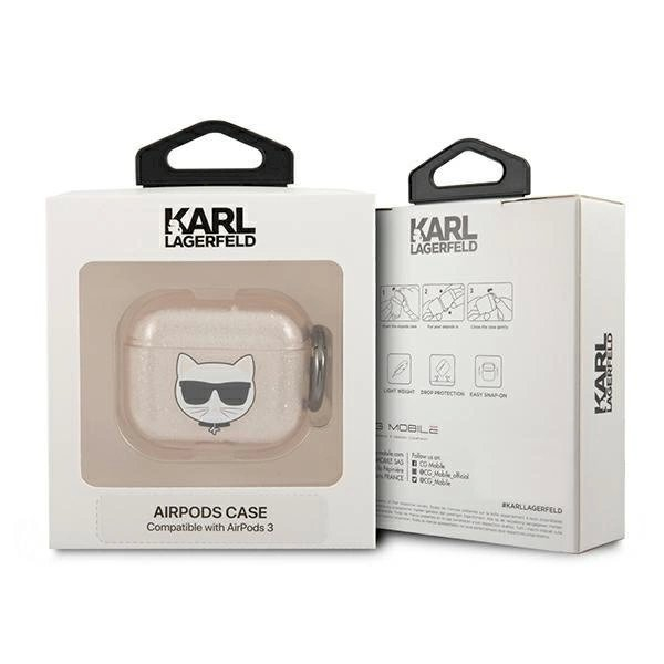 Orginalus dėklas Karl Lagerfeld KLA3UCHGD AirPods 3 Auksinis su Blizgučiais Choupette 2 Orginalus dėklas Karl Lagerfeld KLA3UCHGD AirPods 3 Auksinis su Blizgučiais Choupette 2