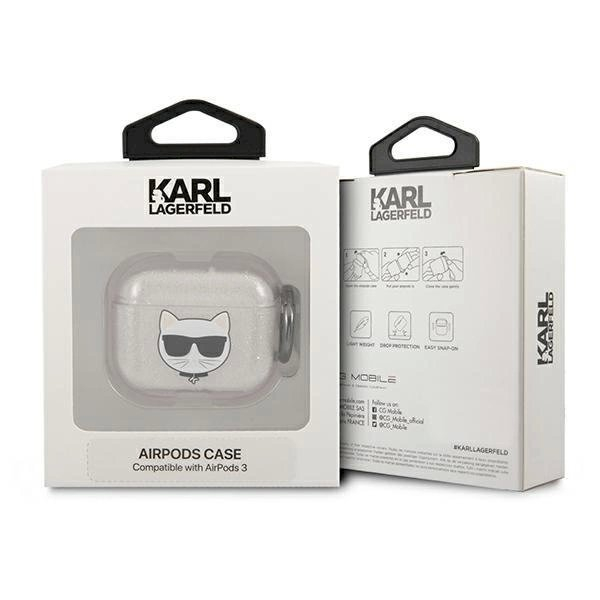Orginalus dėklas Karl Lagerfeld KLA3UCHGS AirPods 3 Baltas su Blizgučiais Choupette 2 Orginalus dėklas Karl Lagerfeld KLA3UCHGS AirPods 3 Baltas su Blizgučiais Choupette 2